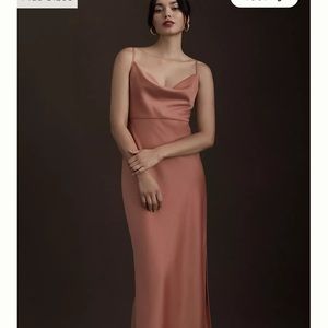 BHLDN satin cowl neck gown Sedona
